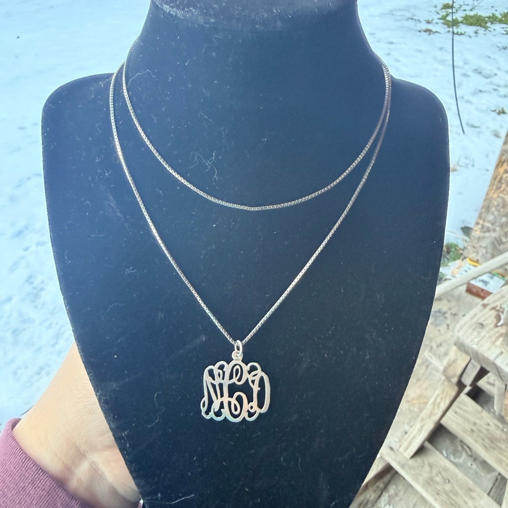 925 Sterling Silver Chain with Monogram Pendant